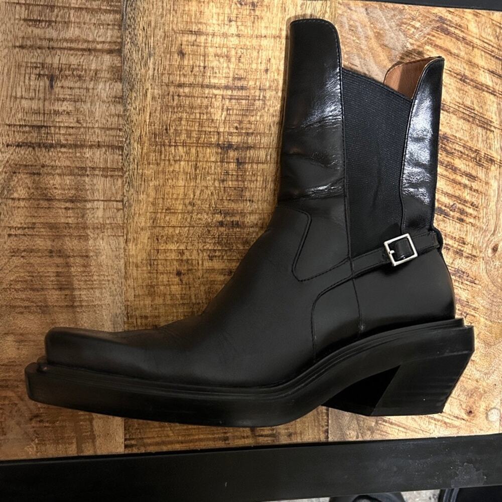 Zara Heeled Leather Square Toe Ankle Boots, 37 Black - Picture 2 of 11